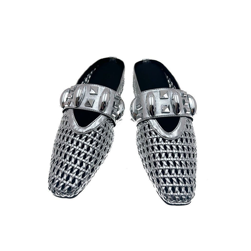 Damen trendige Mules mit modischem Netzdesign und stilvollem Riemen R&B