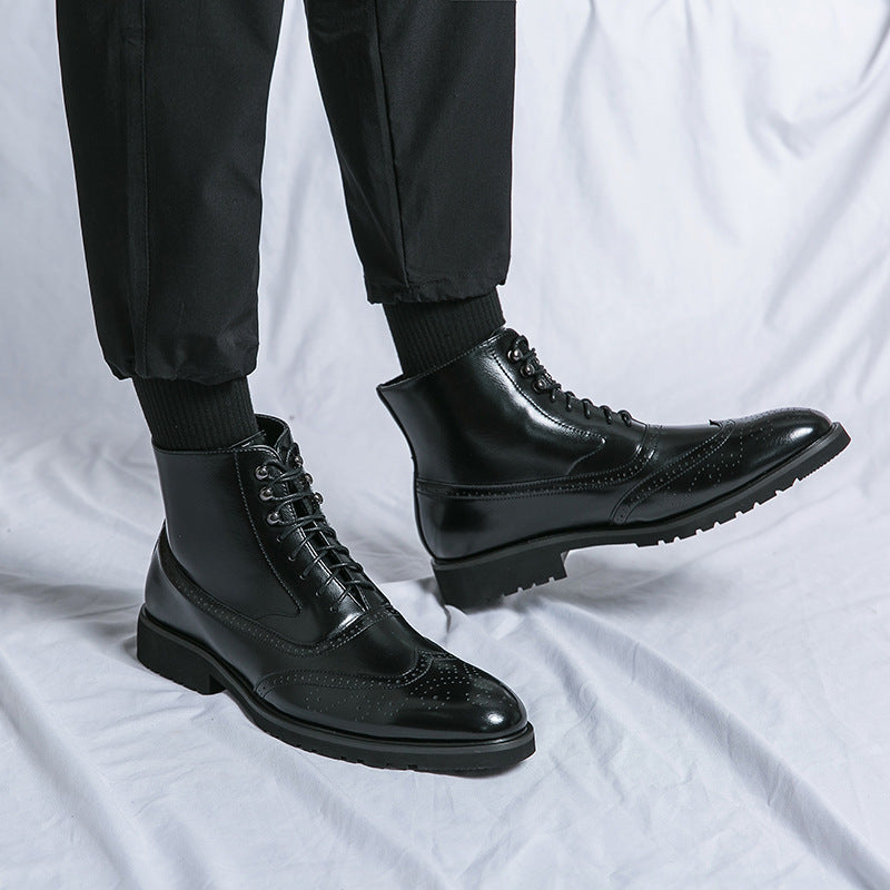 Damen Elegante Hochgeschlossene Schnürstiefel aus Leder R&B