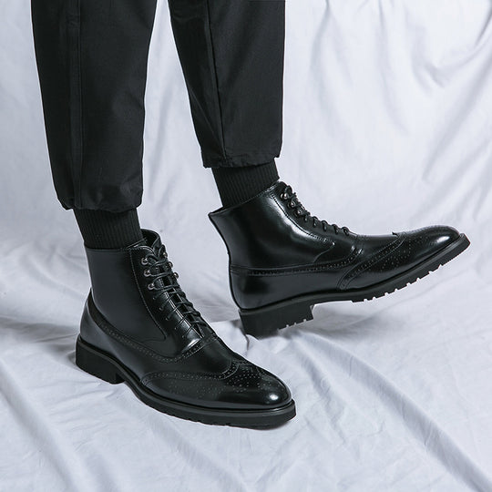Damen Elegante Hochgeschlossene Schnürstiefel aus Leder R&B