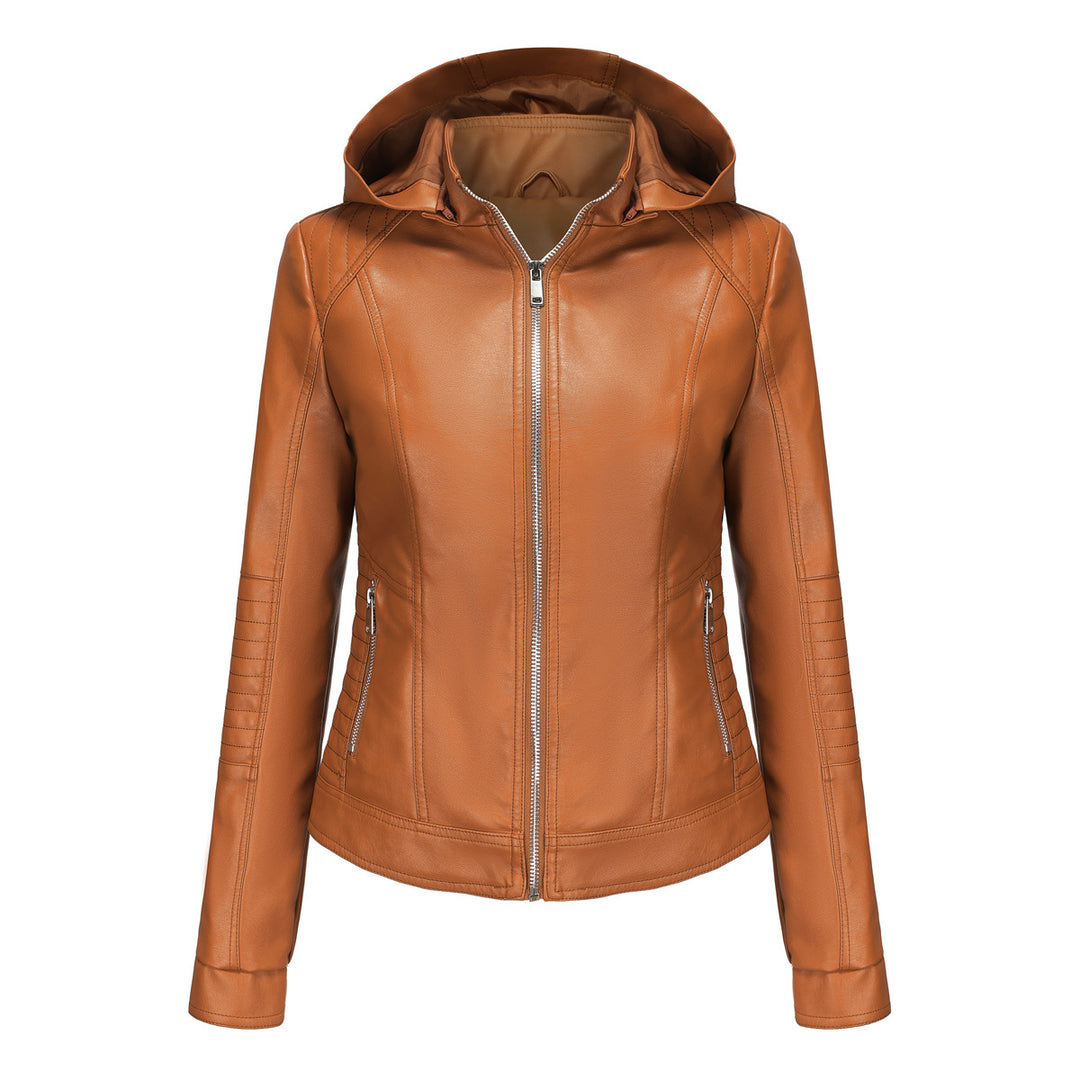 Damen Kapuzenjacke aus hochwertigem Kunstleder R&B