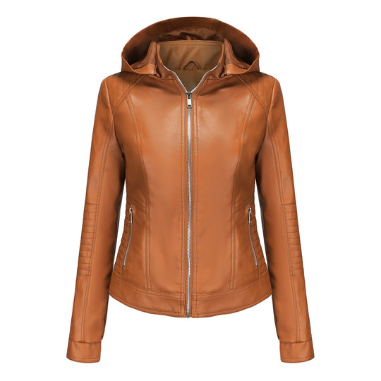 Damen Kapuzenjacke aus hochwertigem Kunstleder R&B