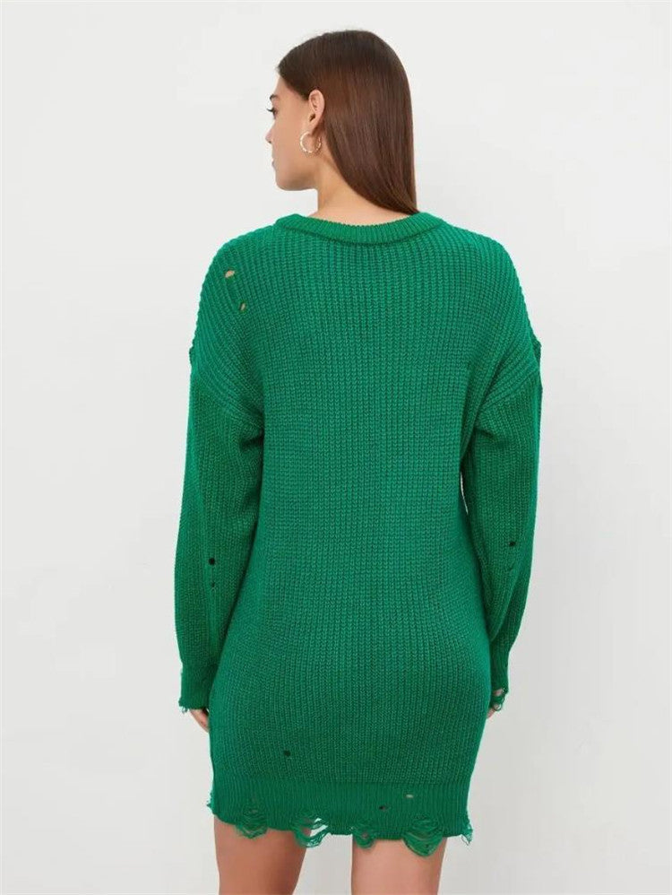 Damen Oversized Strickpullover mit einzigartigem Lochmuster und Rippenstruktur R&B