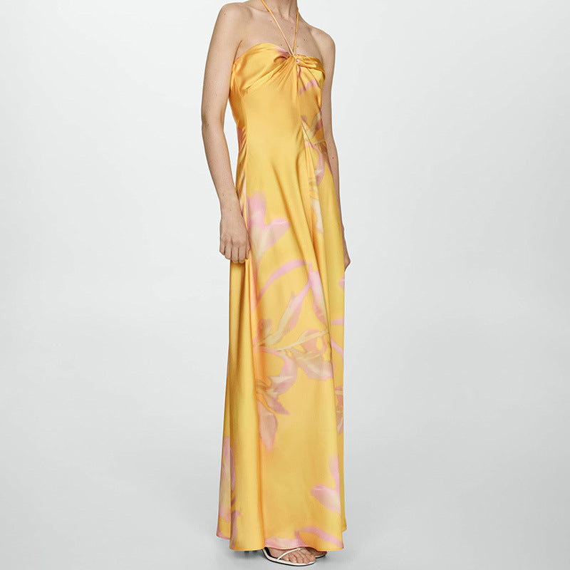 Damen Maxi-Kleid mit eleganter Drapierung und floralem Muster R&B