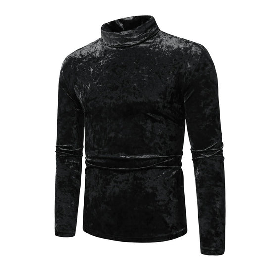 Herren eleganter Rollkragenpullover aus Samt R&B