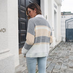 Damen Strickjacke mit modernem Farbblock-Design R&B