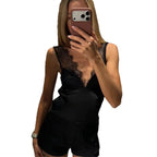 Damen Satin-Cami-Top mit feiner Spitze und verstellbaren Trägern EB