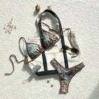 Damen Triangel-Bikini-Set mit stilvollem Tiermuster und verstellbaren Trägern