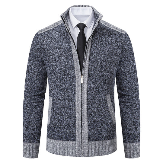 Herren Strickjacke mit modernem Zipper und hochwertiger Struktur R&B