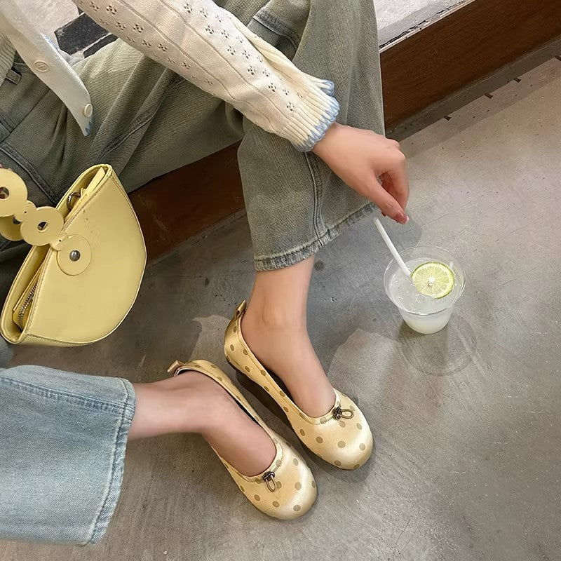 Damen elegante Ballerinas mit verspieltem Punkte-Design und komfortablem Fußbett R&B