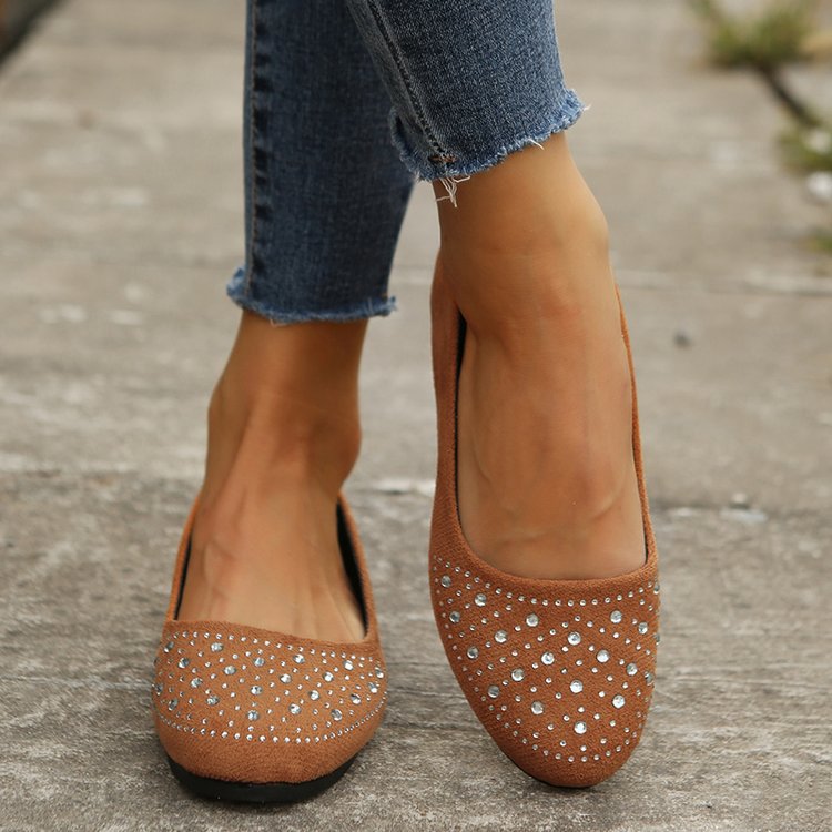 Damen Elegante Ballerinas mit Funkelndem Strass-Detail und Komfortabler Sohle R&B