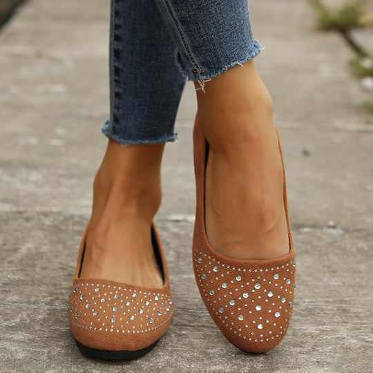 Damen Elegante Ballerinas mit Funkelndem Strass-Detail und Komfortabler Sohle R&B