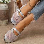 Damen Slip-On Ballerinas mit atmungsaktivem Netzdesign und elegantem Riemen R&B
