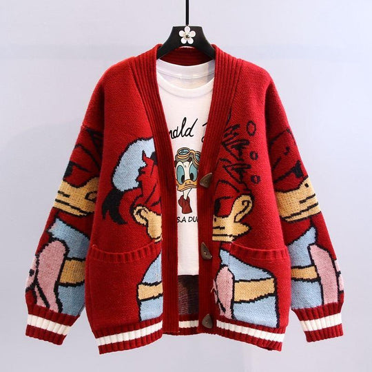 Damen Großer Strickcardigan mit verspieltem Motiv R&B