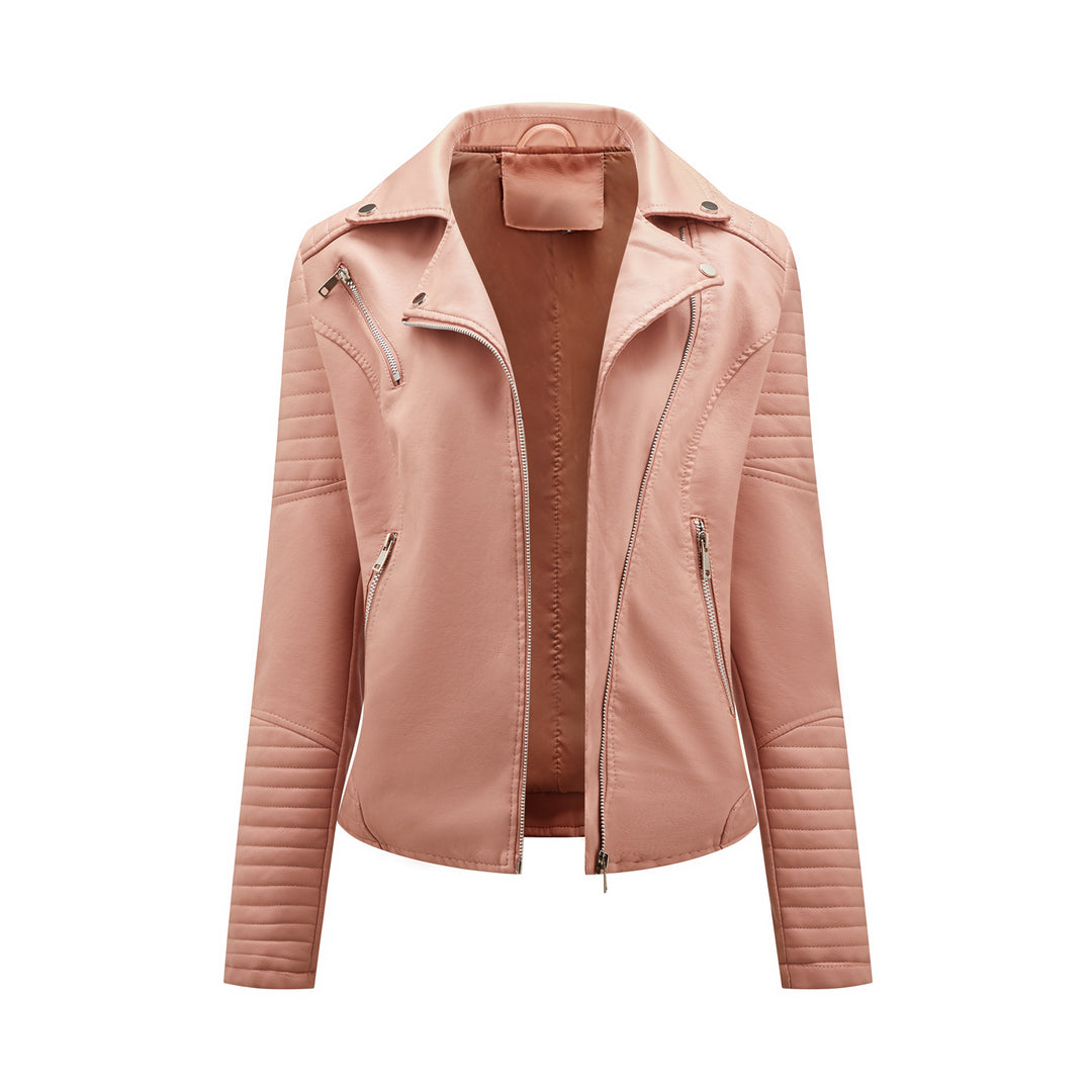 Damen Bikerjacke mit modischen Steppdetails und asymmetrischem Reißverschluss R&B
