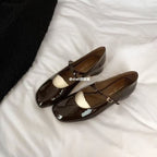 Damen elegante Ballerinas mit dekorativem Riemendesign und komfortablem Blockabsatz