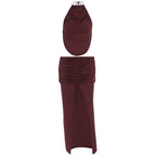 Damen Elegantes Maxikleid mit asymmetrischem Halterhals und ausgefallenem Schlitz R&B