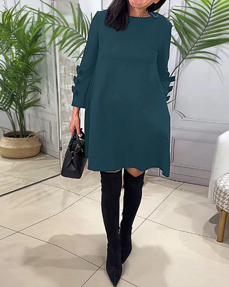 Damen Kleid mit dekorativen Rüschendetails und modernem Schnitt Heidi-Mode