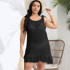 Damen lässiges Strandkleid mit Rüschensaum und Trägerdetail R&B