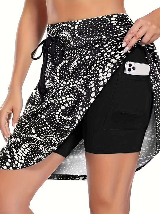 Damen High-Waist Sportrock mit integriertem Shorts und praktischen Taschen R&B