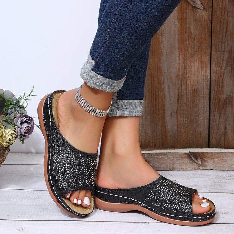 Damen Komfortable Mulesandaletten mit floralem Lochmuster und rutschfester Sohle R&B