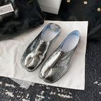 Damen modische Flats im Metallic-Look mit einzigartigem Design R&B