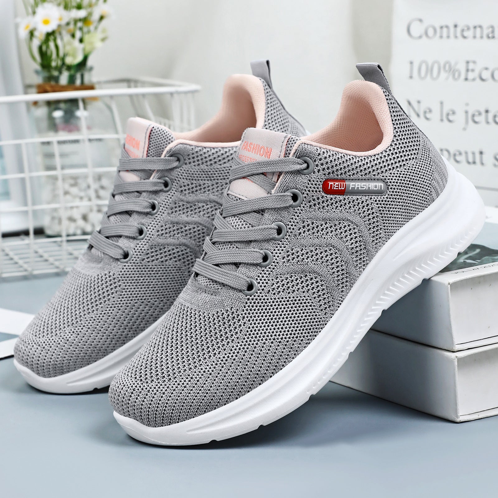 Damen Sportliche Sneakers mit atmungsaktivem Mesh-Obermaterial und dämpfender Laufsohle R&B