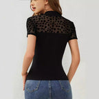 Damen nan figurbetonter Body mit transparentem Herz-Mesh und Stehkragen R&B
