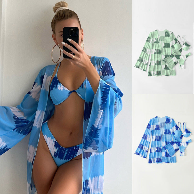 Damen Bikini-Set mit elegantem Cover-Up und verführerischem V-Ausschnitt R&B