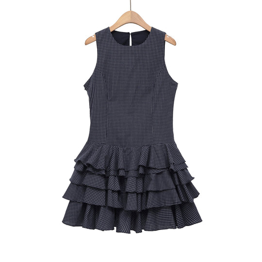 Damen Raffiniertes Sommerkleid mit voluminösem Rüschensaum und elegantem Muster R&B