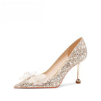 Damen Glamouröse Spitzen-Pumps mit glitzernden Akzenten und zierlichem Absatz R&B