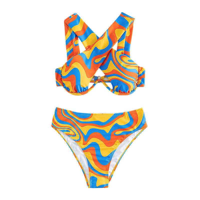 Damen Hochtaillierter Bikini mit kreativem Cut-Out-Design R&B
