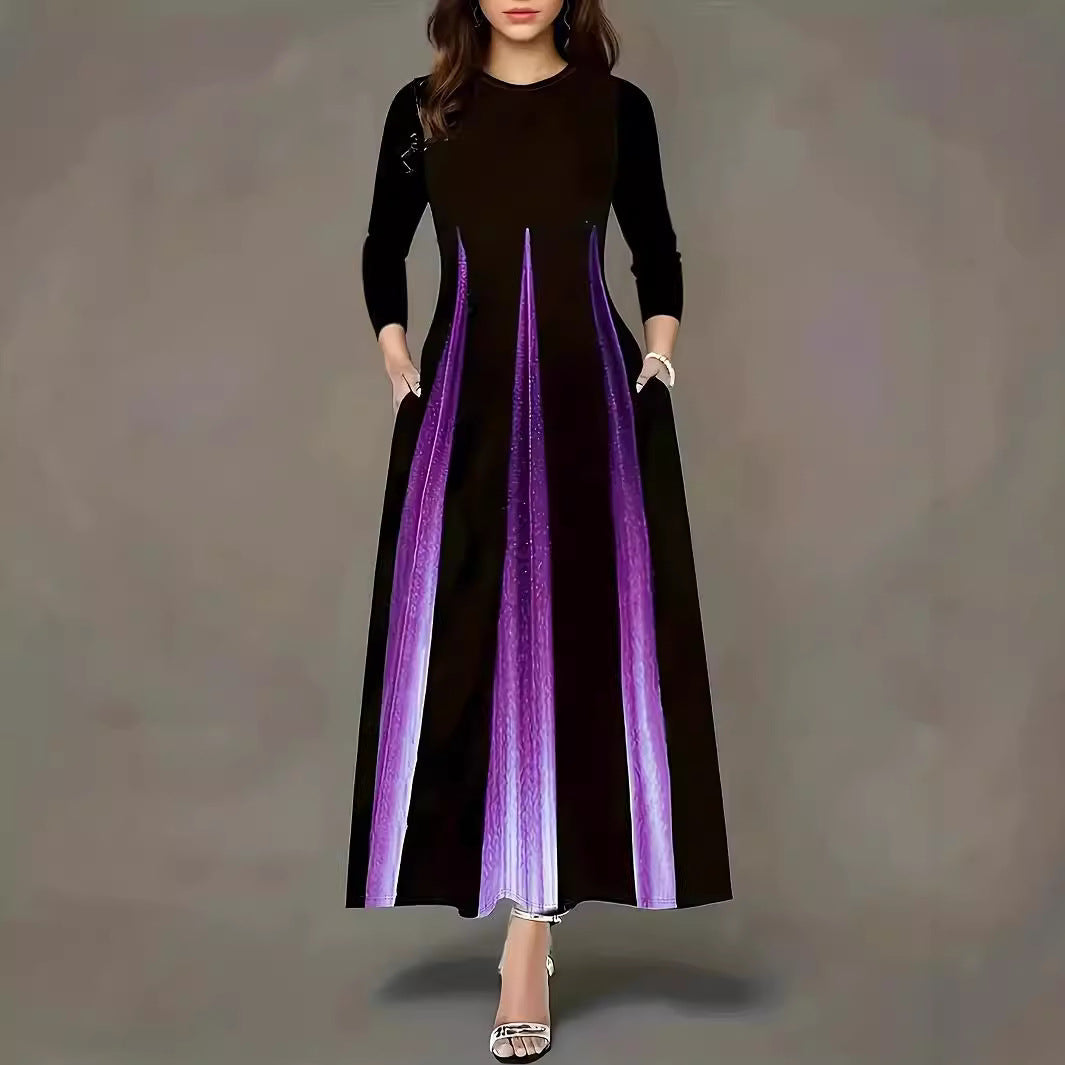 Damen Elegantes Maxikleid mit einzigartigem Farbverlauf und praktischen Taschen R&B