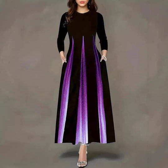Damen Elegantes Maxikleid mit einzigartigem Farbverlauf und praktischen Taschen R&B