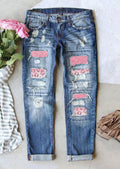 Damen Ripped Jeans mit modischen Patches und lässigem Schnitt R&B