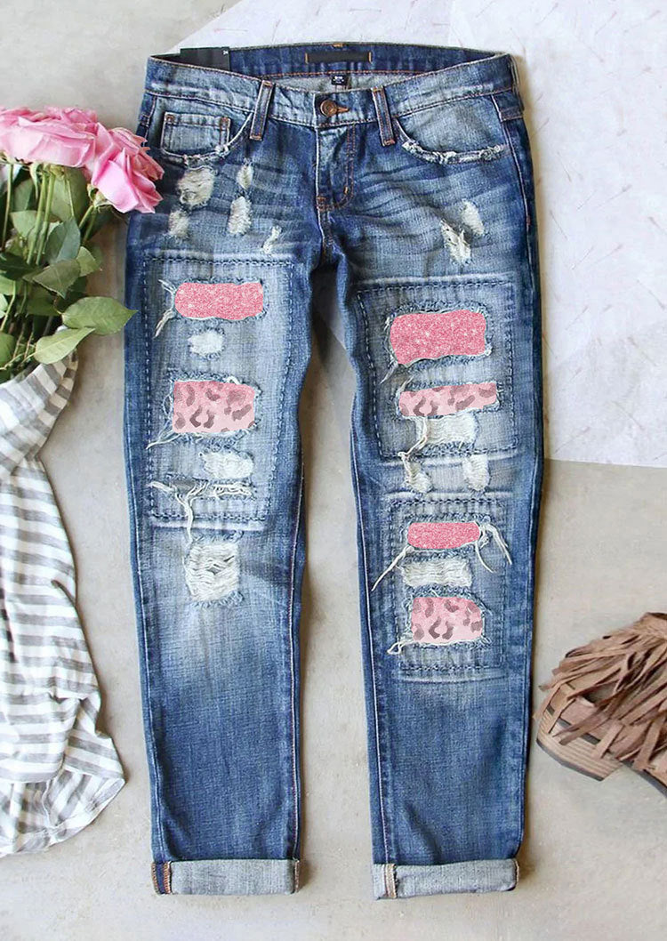 Damen Ripped Jeans mit modischen Patches und lässigem Schnitt R&B