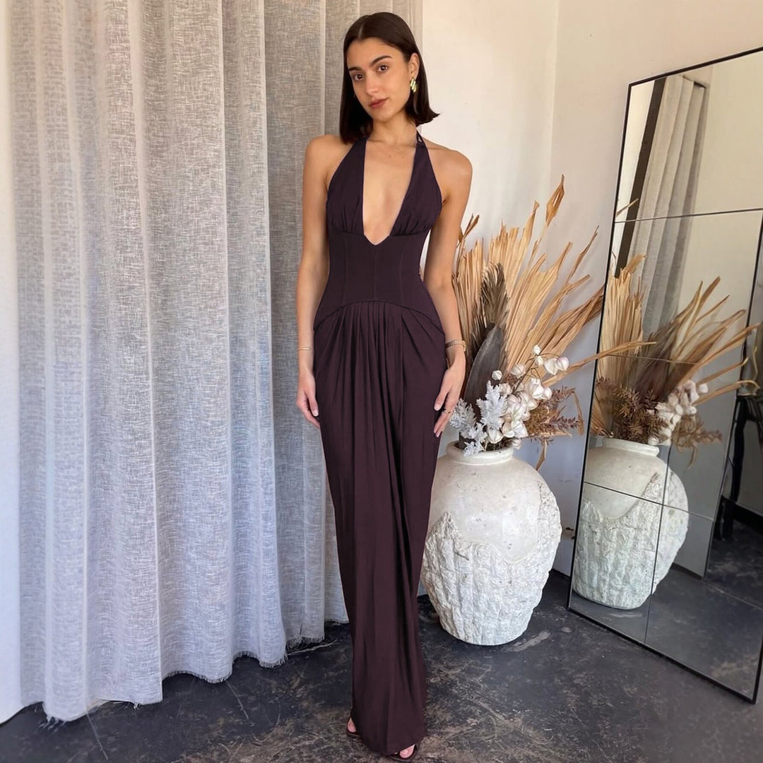 Damen Figurbetontes Abendkleid mit tiefem Ausschnitt und eleganter Drapierung R&B