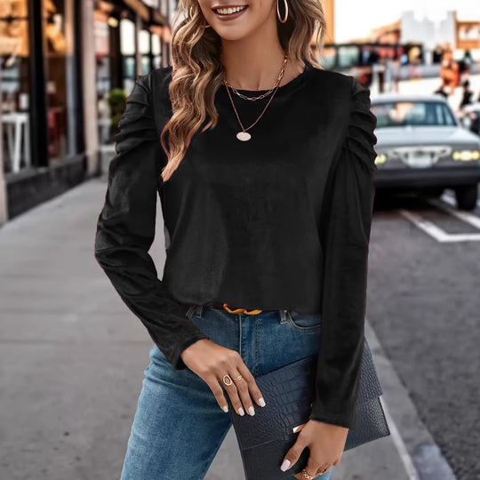 Damen Elegantes Langarmshirt mit Raffungen R&B