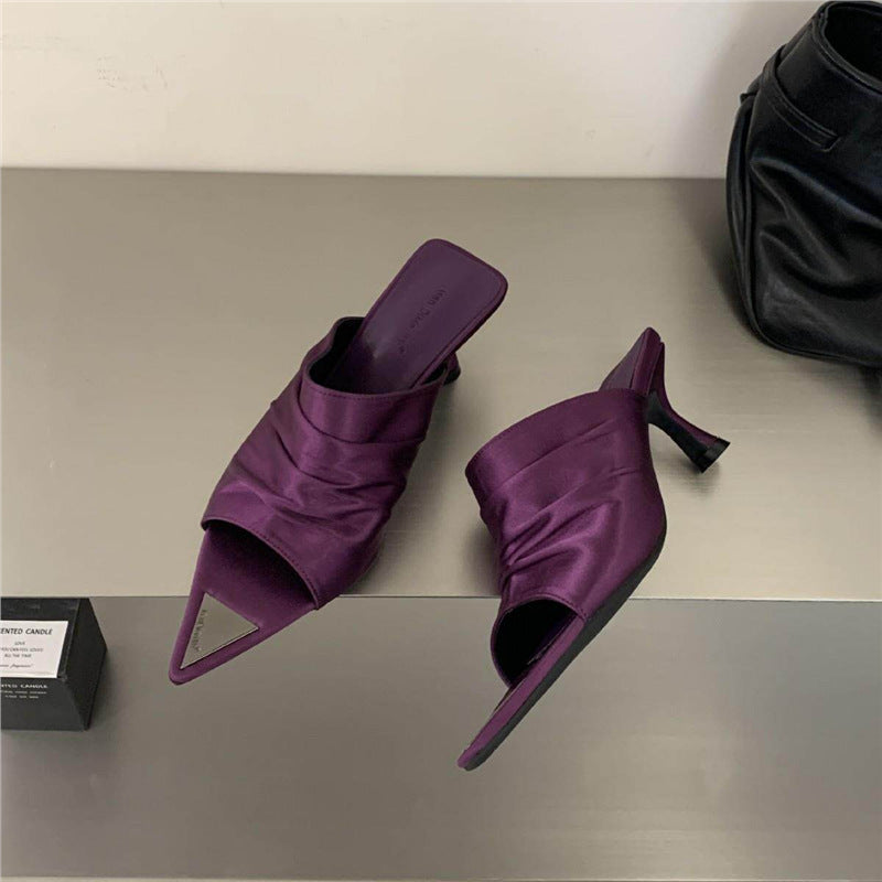 Damen offene Mules mit elegantem Rüschendesign R&B