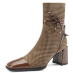 Damen Stiefeletten mit stilvollem Karomuster und eleganter Schnürung R&B