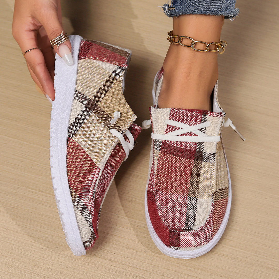 Damen Casual Sneakers im modischen Karomuster R&B
