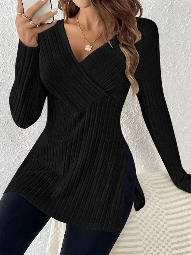 Damen Wickeloberteil mit strukturiertem Rippendesign und modernem Schnitt R&B