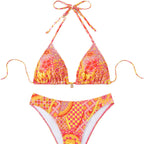 Damen Triangel-Bikini mit einzigartigem Mosaik-Muster und verstellbaren BindR&Bändern R&B