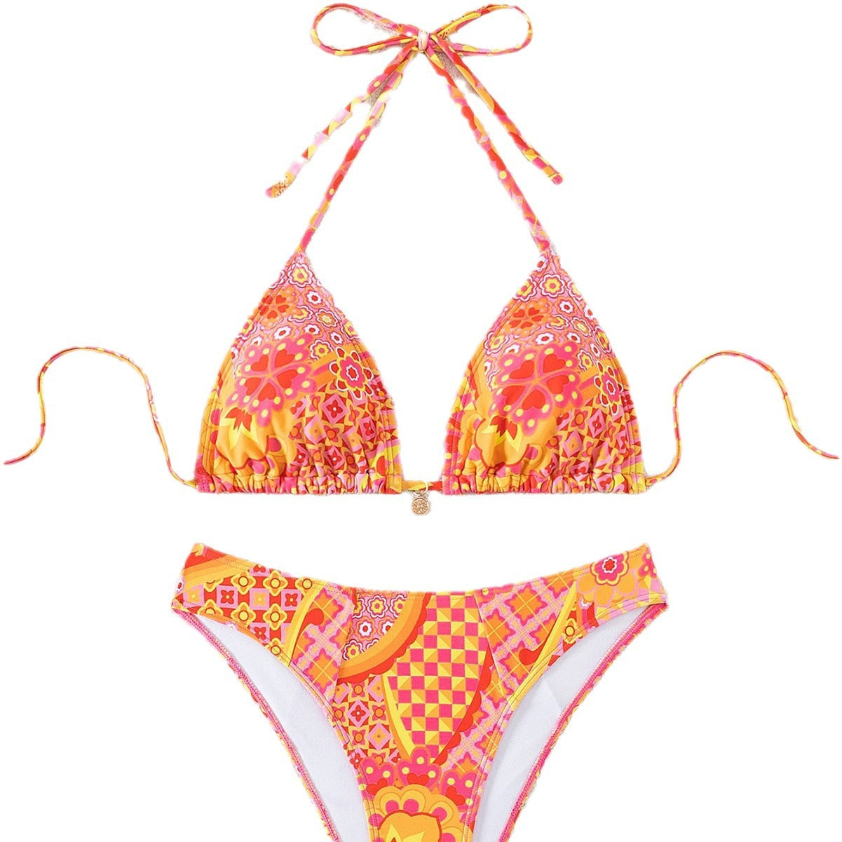 Damen Triangel-Bikini mit einzigartigem Mosaik-Muster und verstellbaren BindR&Bändern R&B