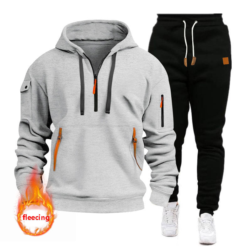 Herren Sportliches Hoodie-Set mit funktionalen Taschen und atmungsaktiven Eigenschaften R&B