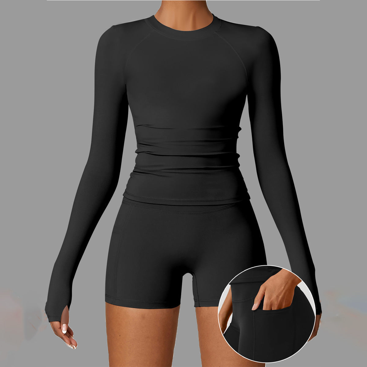Damen Sportliche Langarm-T-Shirt mit figurformendem Design R&B
