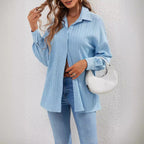 Damen lässige Hemdbluse mit Struktur und langen Ärmeln R&B