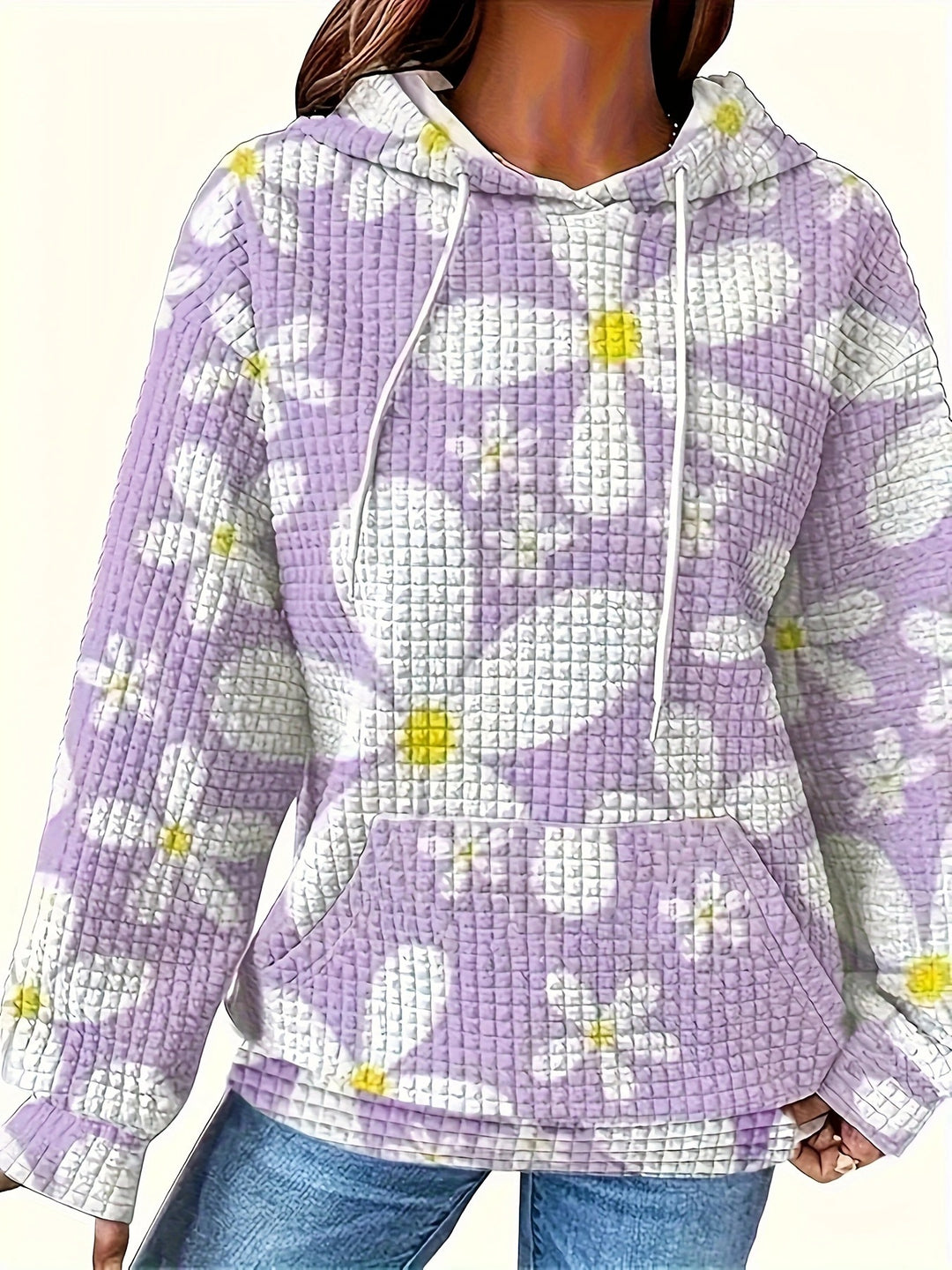 Damen Kapuzenpullover mit floralem Design und strukturiertem Stoff R&B