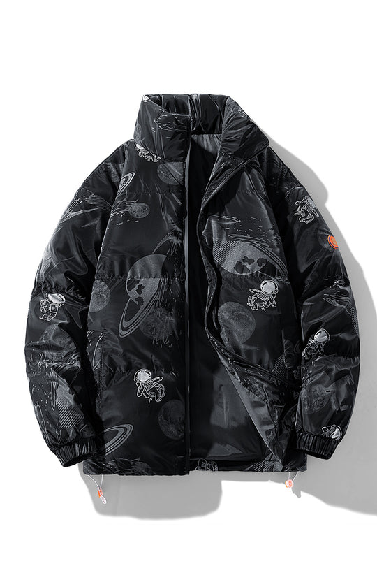 Damen futuristische Steppjacke mit astronautischen Mustern R&B