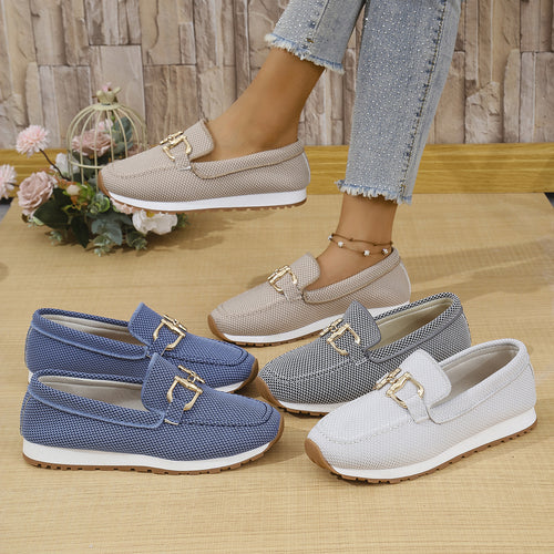 Damen Komfortable Slip-Ons mit atmungsaktivem Mesh-Obermaterial und stilvollen Schnallen R&B