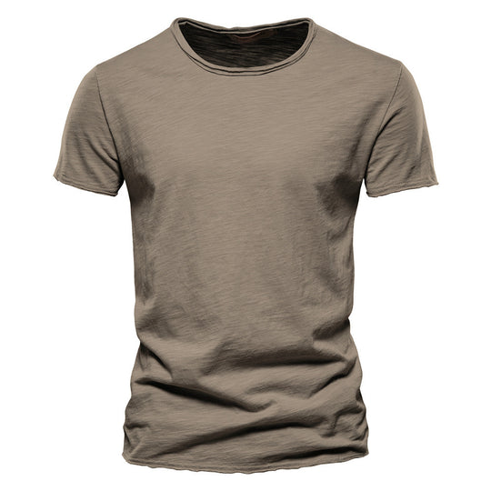 Herren nan leichtes Baumwolljersey Kurzarmshirt mit V-Ausschnitt und schmaler Passform R&B